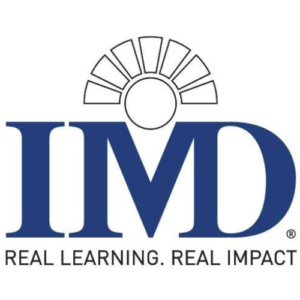 The logo of IMD with the text on the bottom that says real learning, real impact. , one of Ed Chaffin's Certifications